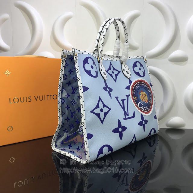LV女包 M44576淺藍色 2019新款 路易威登Onthego手袋 LV女手提包 LV女手腕包  ydh2998